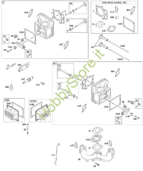 F - Testata del cilindro, set guarnizioni valvola, collettore di aspirazione, valvole B&S - 44 €¦ 441677-0141-B1 brand Stihl